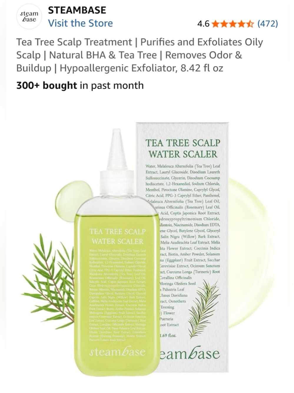 Steambase Tea Tree Scalp Water Scaler Treatment, 8.45 oz NEW in box! $30